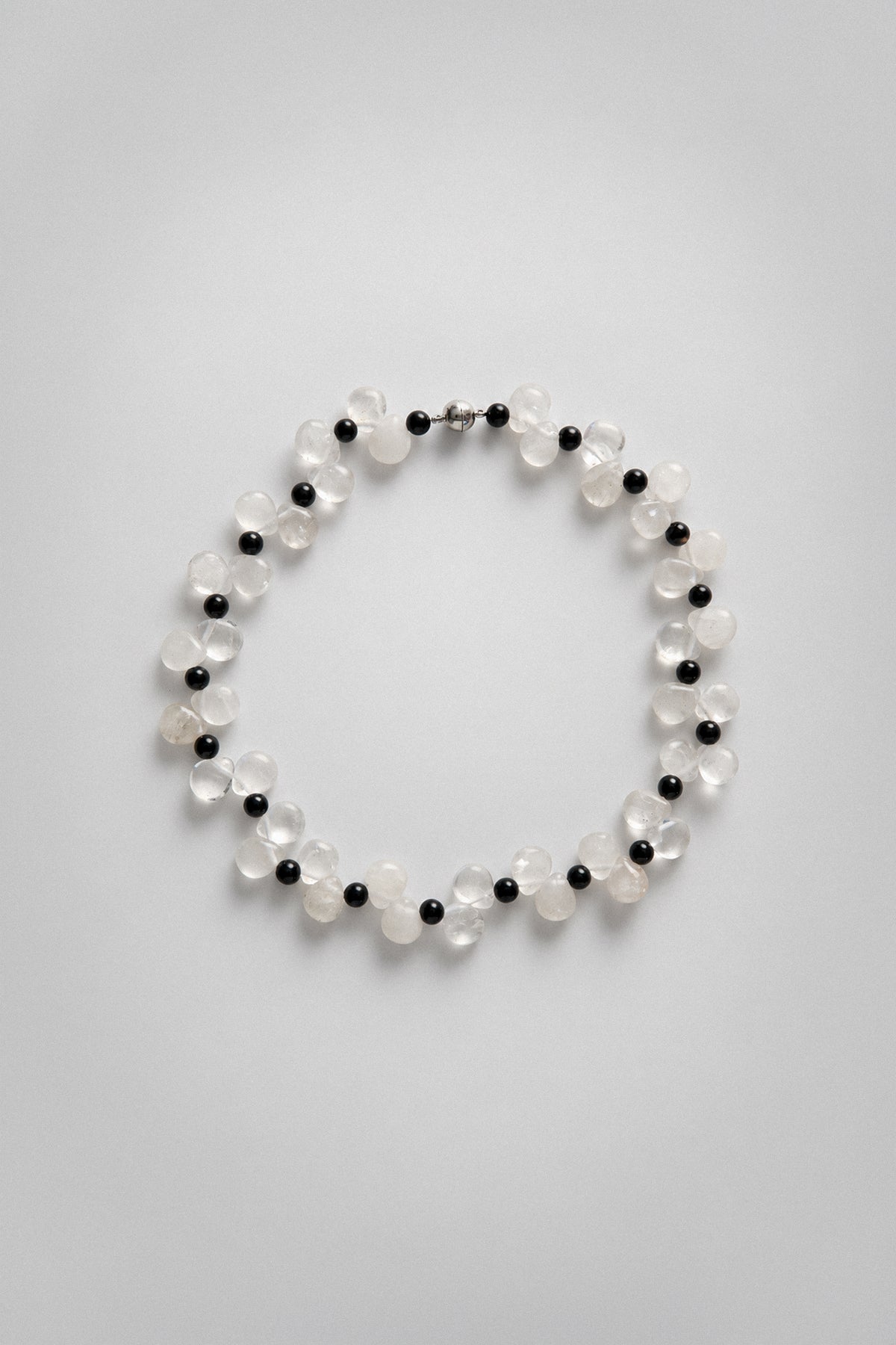Crystal Quartz & Onyx Petal Choker