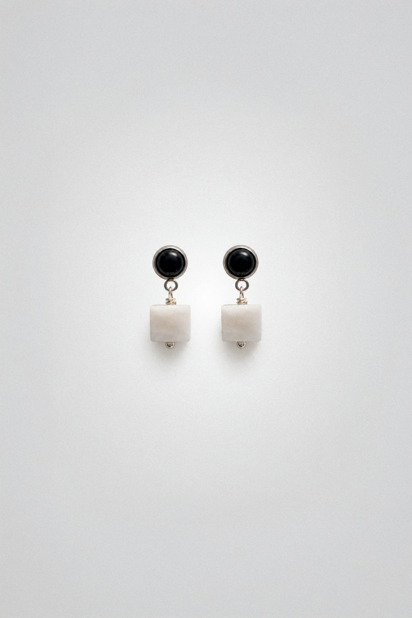White Jade Cube Drop Earrings