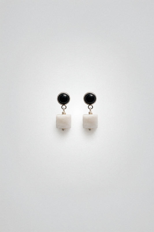 White Jade Cube Drop Earrings
