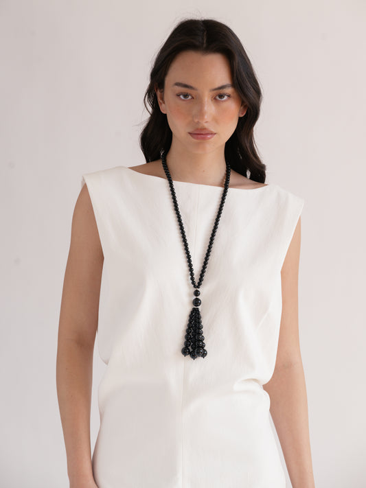 Pompon Necklace | Black Onyx