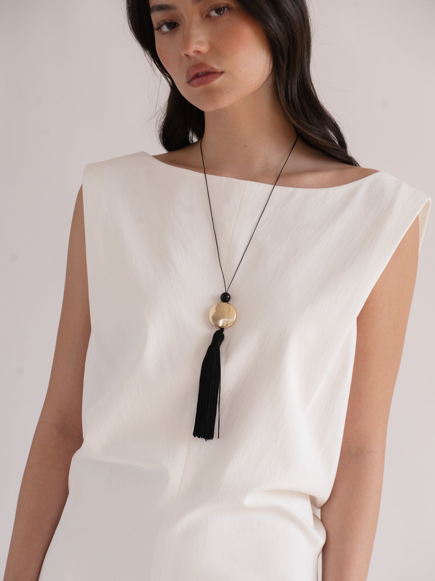 Tassel Cord Necklace 02, Metal | Yellow Brass