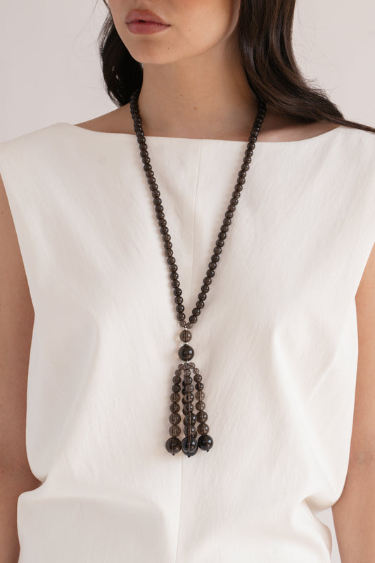 Pompon Necklace | Smoky Quartz