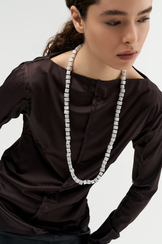 White Jade Cube Opera Necklace