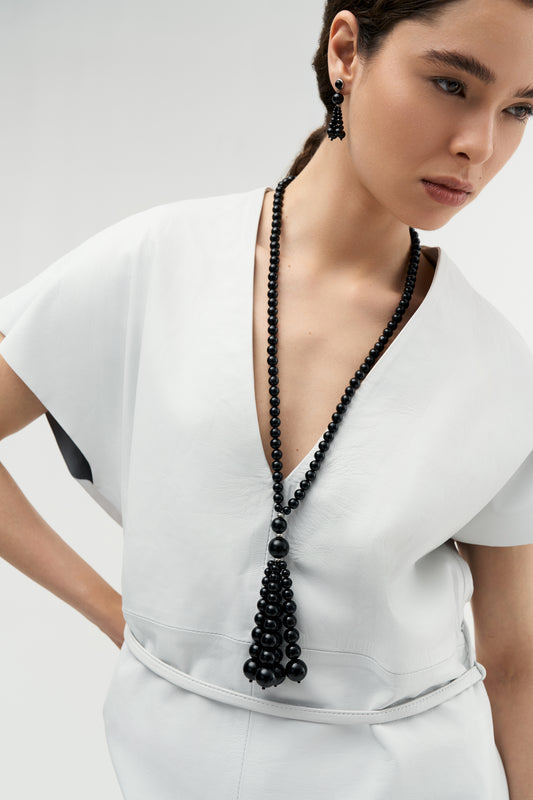 Pompon Necklace | Black Onyx
