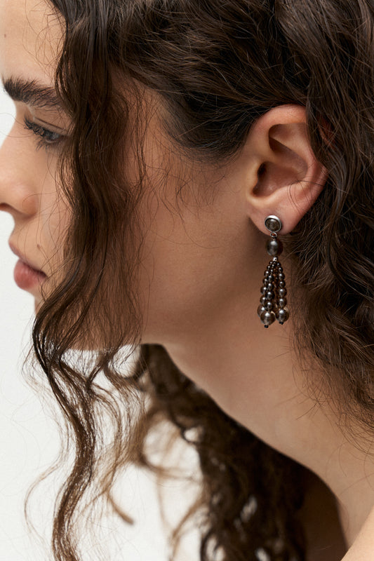 Pompon Earrings | Smoky Quartz