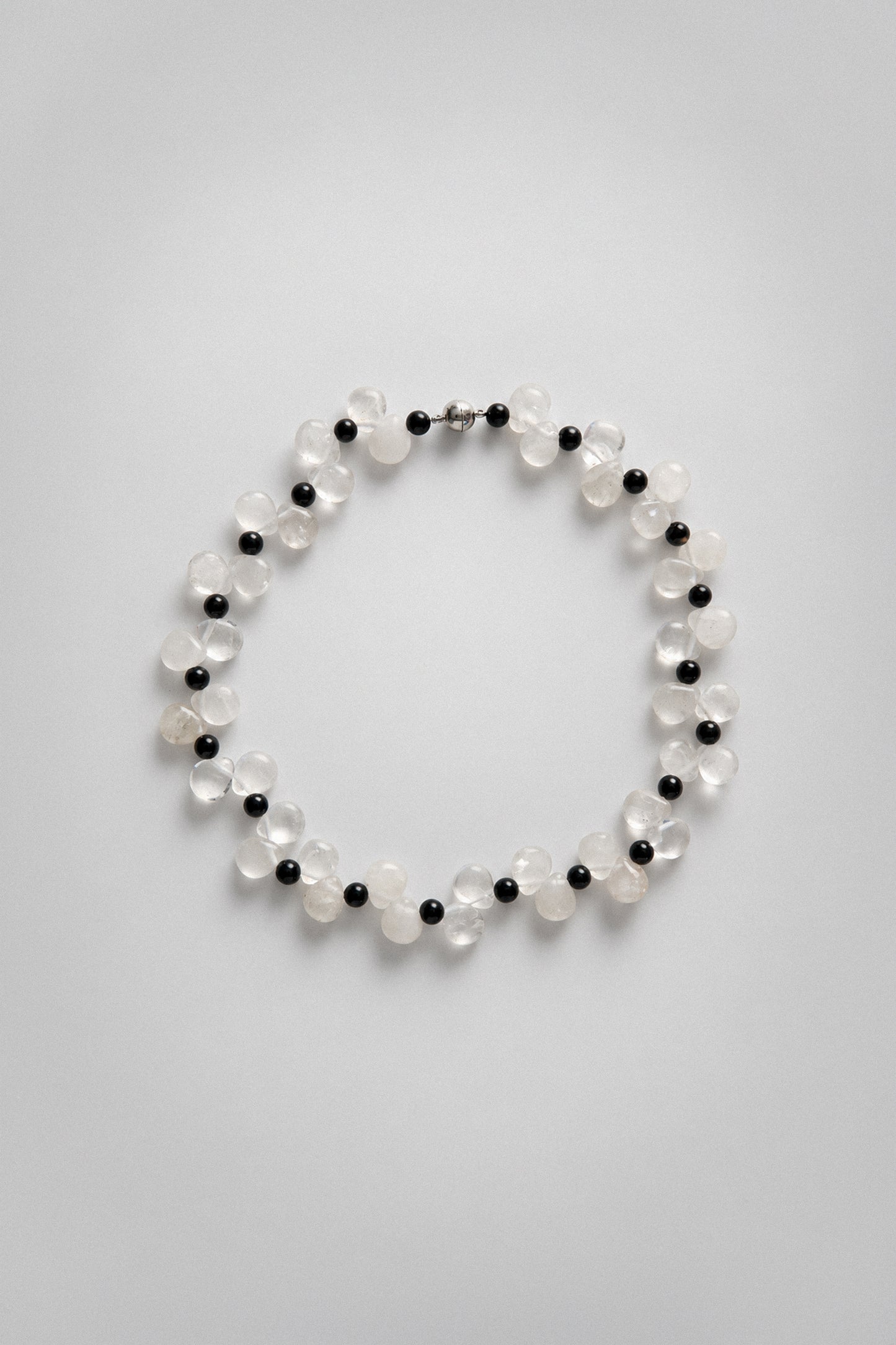 Crystal Quartz & Onyx Petal Choker
