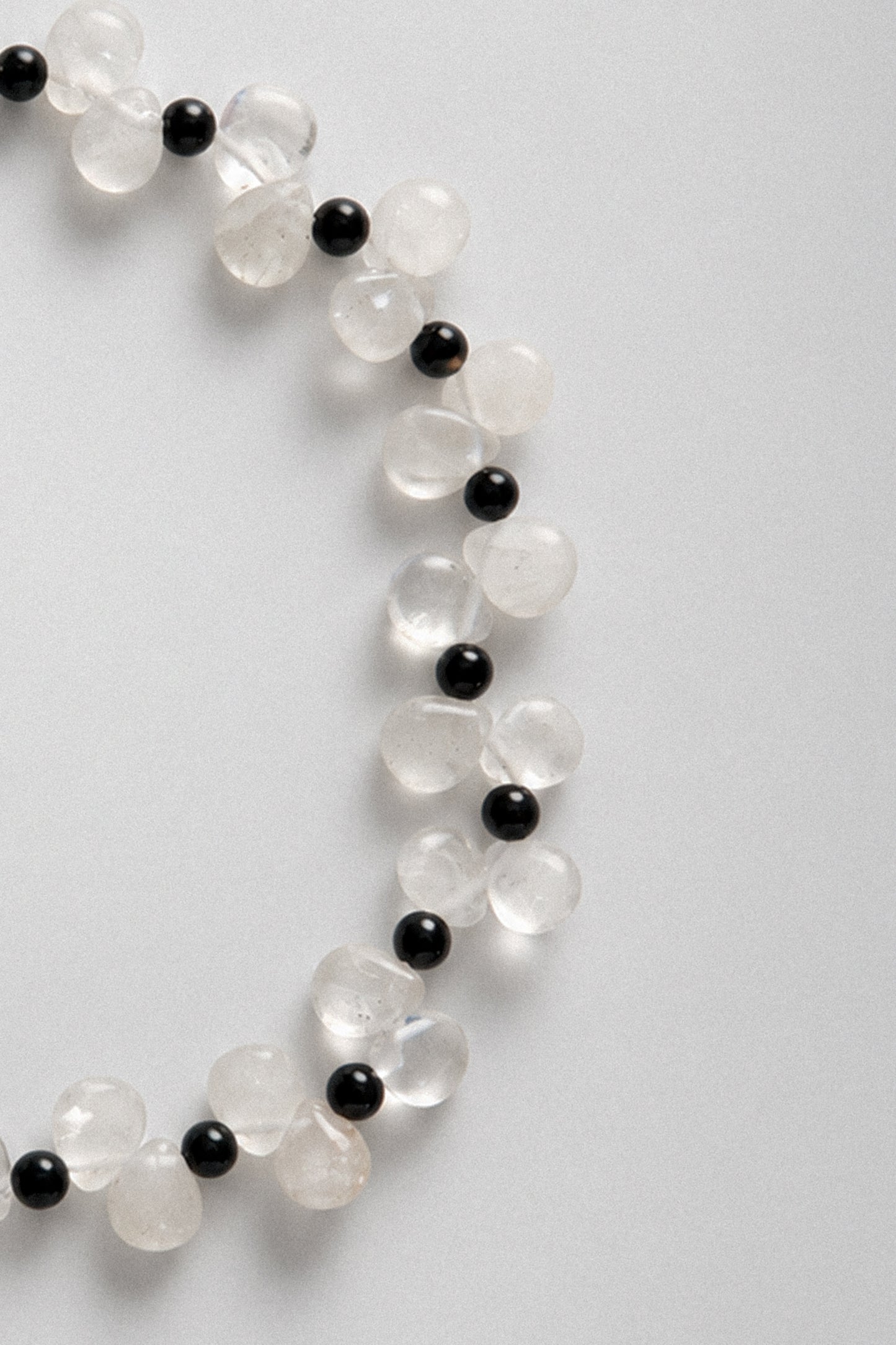 Crystal Quartz & Onyx Petal Choker