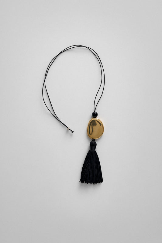 Tassel Cord Necklace 01, Metal | Yellow Brass