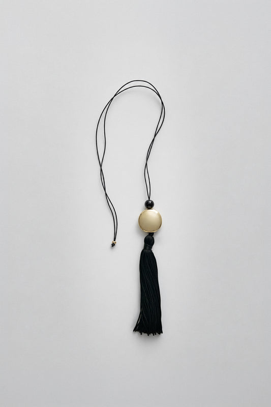 Tassel Cord Necklace 02, Metal | Yellow Brass