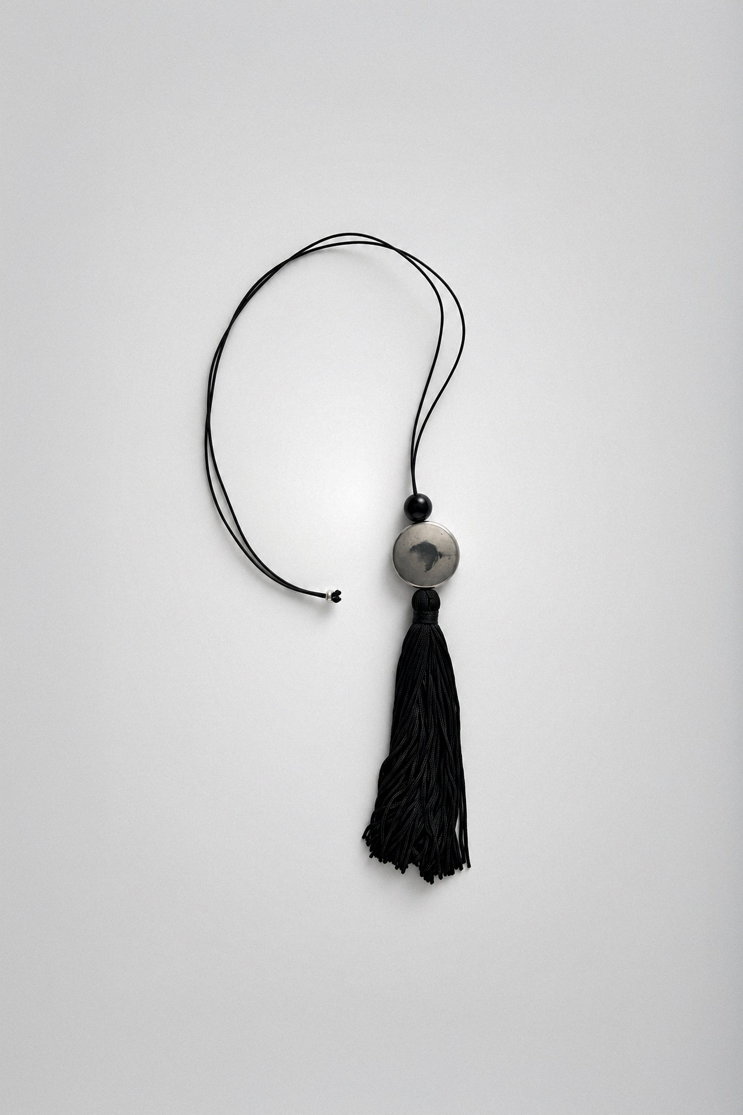 Tassel Cord Necklace 02, Metal | White Brass