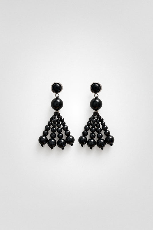 Pompon Earrings | Black Onyx