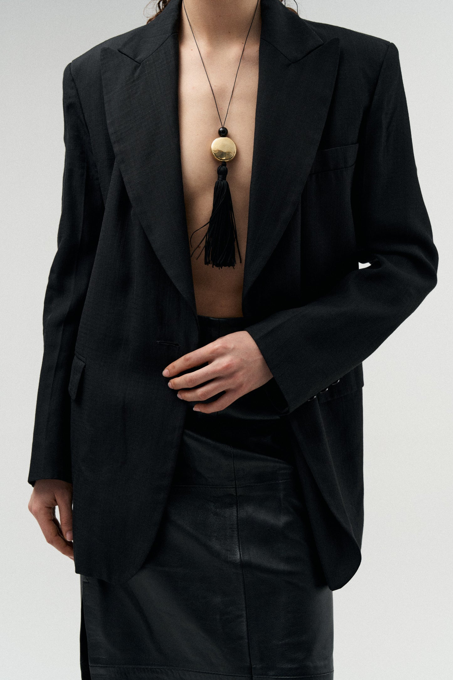 Tassel Cord Necklace 02, Metal | Yellow Brass