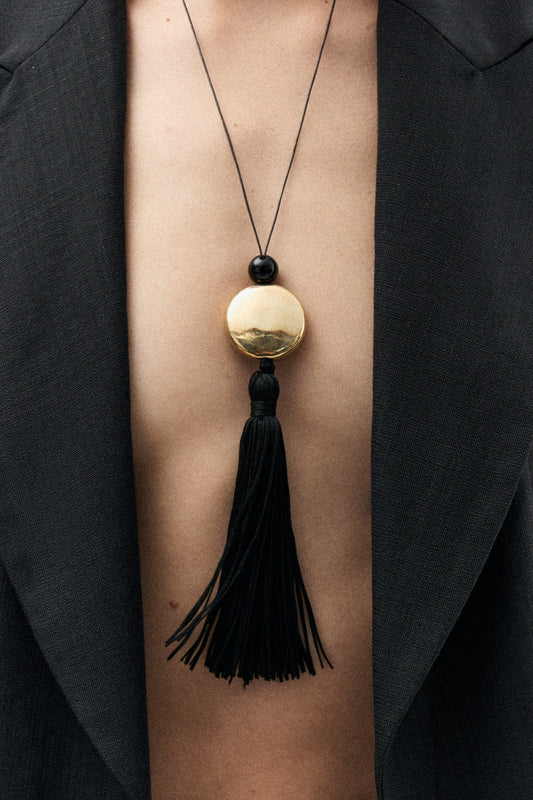 Tassel Cord Necklace 02, Metal | Yellow Brass