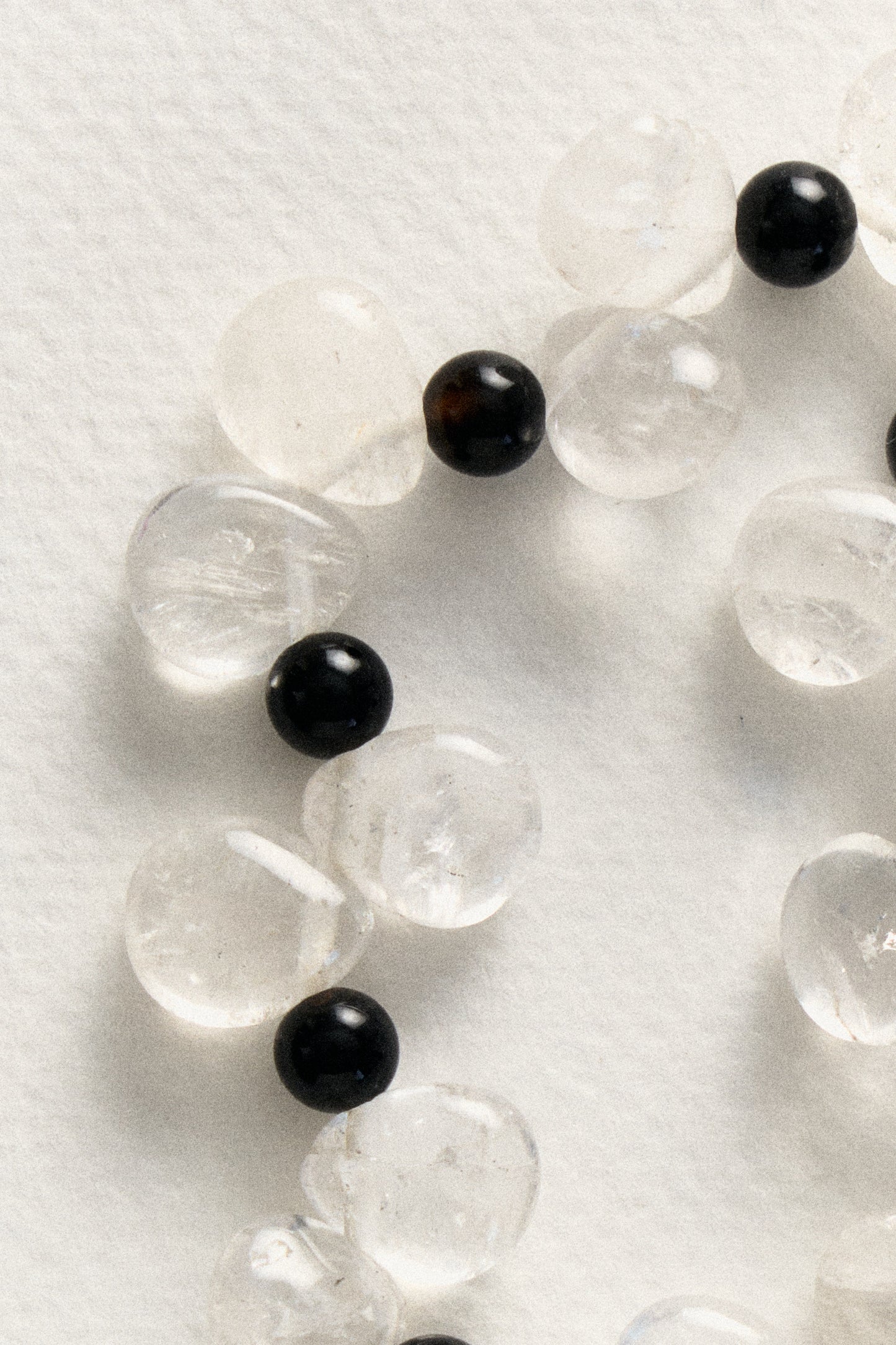 Crystal Quartz & Onyx Petal Bracelet