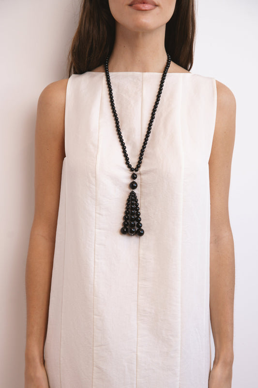 Black Onyx Pompon Necklace