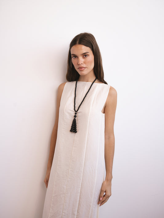 Black Onyx Pompon Necklace