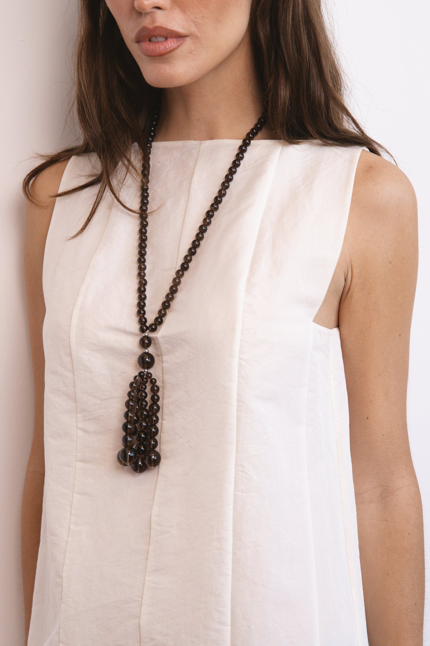 Smoky Quartz Pompon Necklace