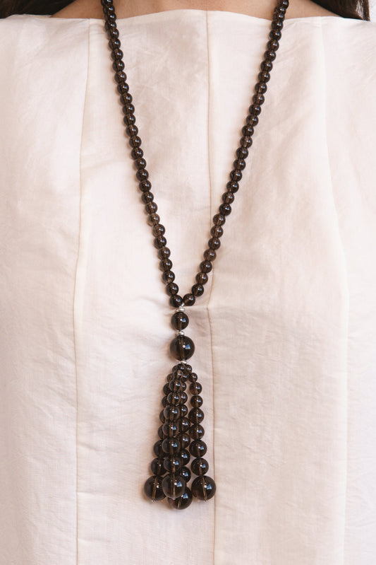 Smoky Quartz Pompon Necklace